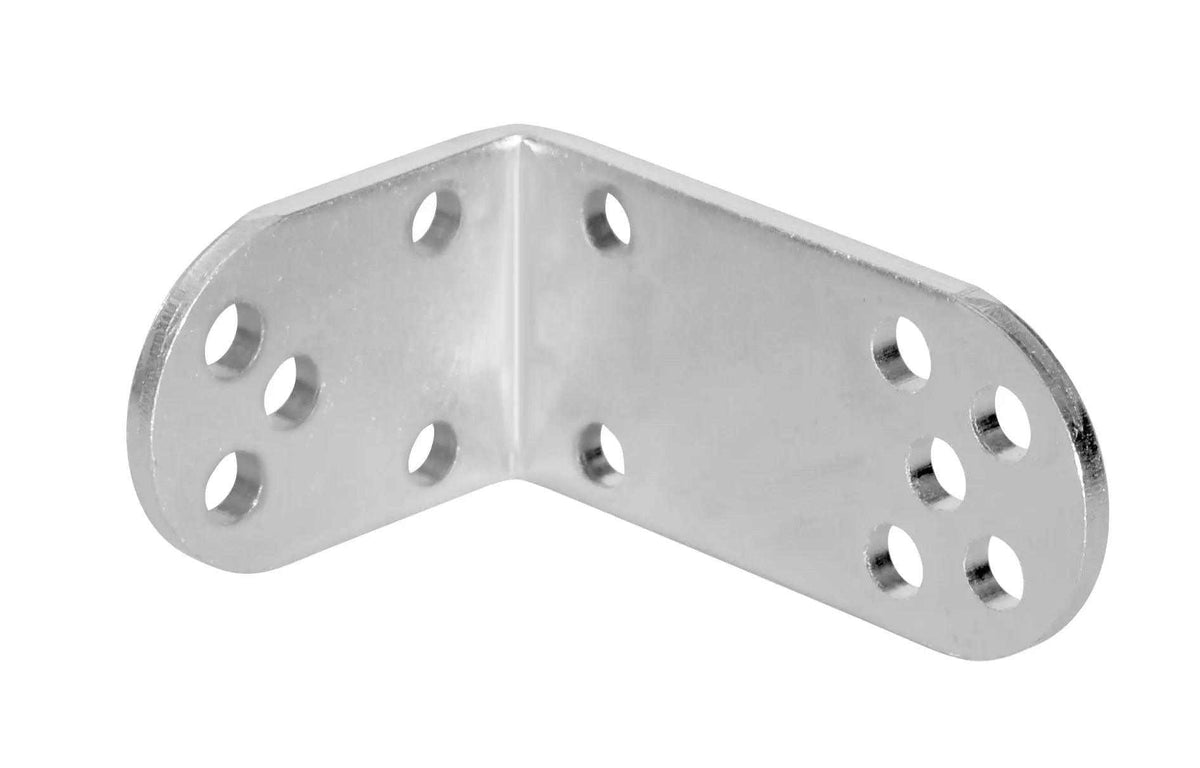 Gate motor mounting bracket for Comunello RAM 300 Swing Gate Motor, galvanized silver metal with bent angle and multiple fixing holes.