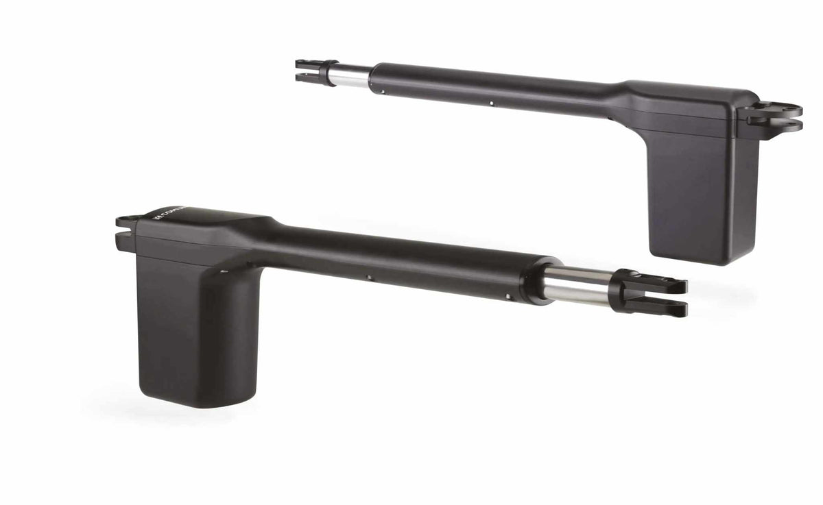 Comunello RAM 300 Swing Gate Motor with two black linear actuators, metallic rods and forked mounting ends.