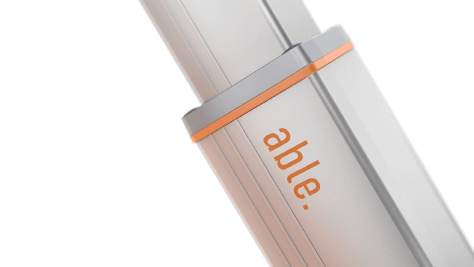 Able HY Large Hydraulic Swing Gate Operator with silver aluminium housing, orange trim and orange able branding