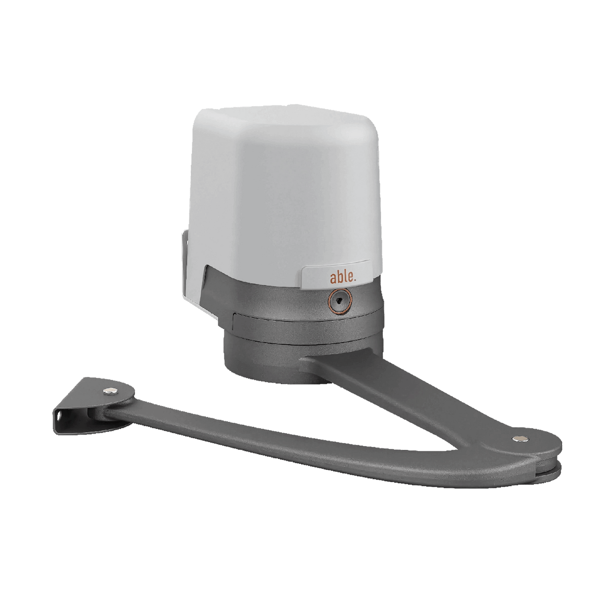Able AR-Series Articulated Swing Gate Motors with a white and charcoal grey housing, branded label and articulated metal arm