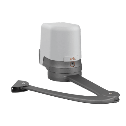 Able AR-Series Articulated Swing Gate Motors with a white and charcoal grey housing, branded label and articulated metal arm