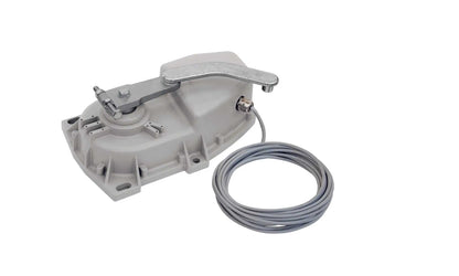 Comunello EAGLE Underground Swing Gate Motor, grey metal operator with hinged arm, cast housing and coiled cable
