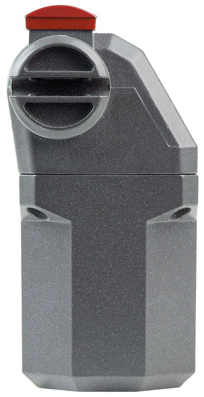 Quiko EON E-600 Swing Gate Operator in a dark gray, faceted housing with a round front dial and red top cap.