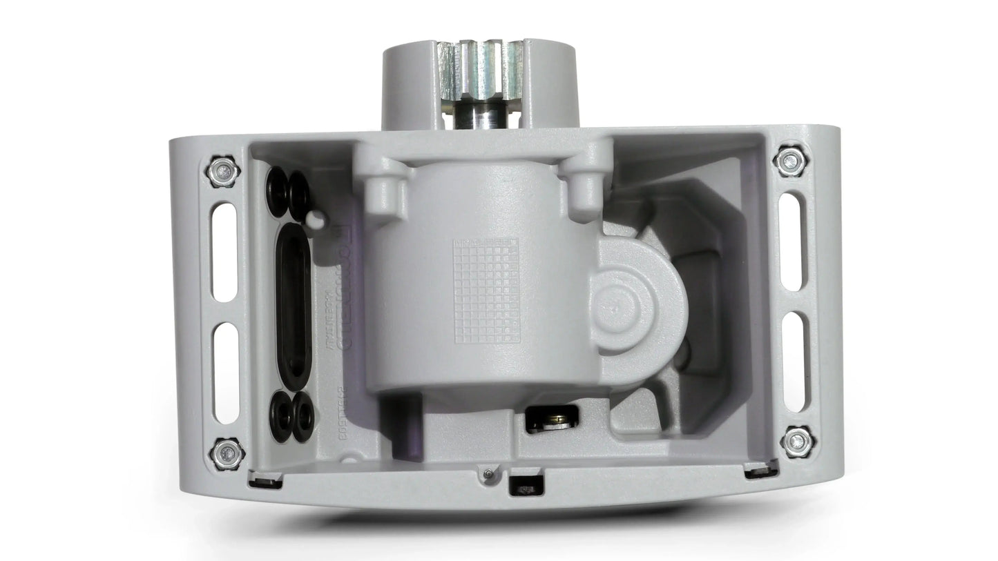 Italian-made gate automation motor for swing gates, featuring robust gear mechanism and secure mounting design