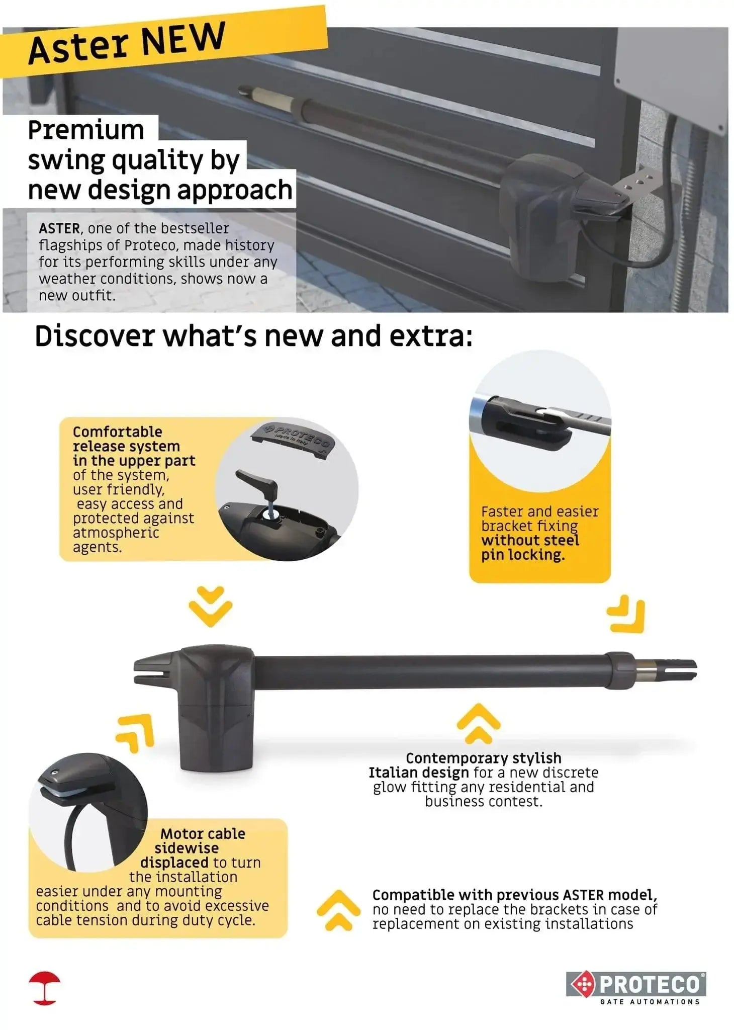 Proteco Aster NEW swing gate automation with Italian design, easy install, and weatherproof features for Qatar homes & businesses