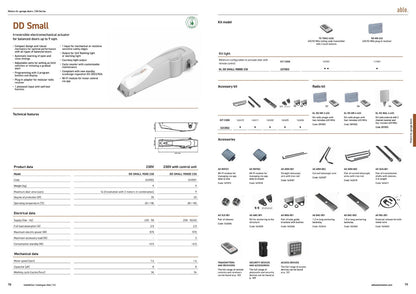 Garage door operator Able DD Small 9000D 230, white and grey electromechanical unit with a compact tapered housing.