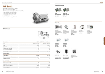 Able DR-Series Rolling Shutter Motors, silver metal shutter operator with a ribbed circular drive crown and compact motor body