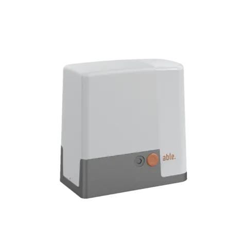 Able SL Large Sliding Gate Operator, a compact white and gray motor unit with an orange button and Able logo