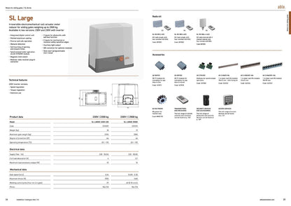 Able SL-Series Sliding Gate Motors, with a grey angular housing, dark base and orange release detail