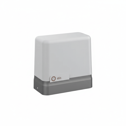 Able SL-Series Sliding Gate Motors with a smooth light grey housing, dark grey base and small orange Able logo
