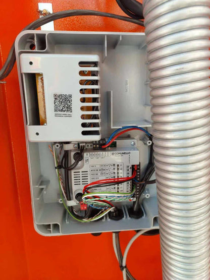 Comunello BORDER 400 Automatic Parking Barrier control box with a grey plastic housing, visible wiring and circuit board