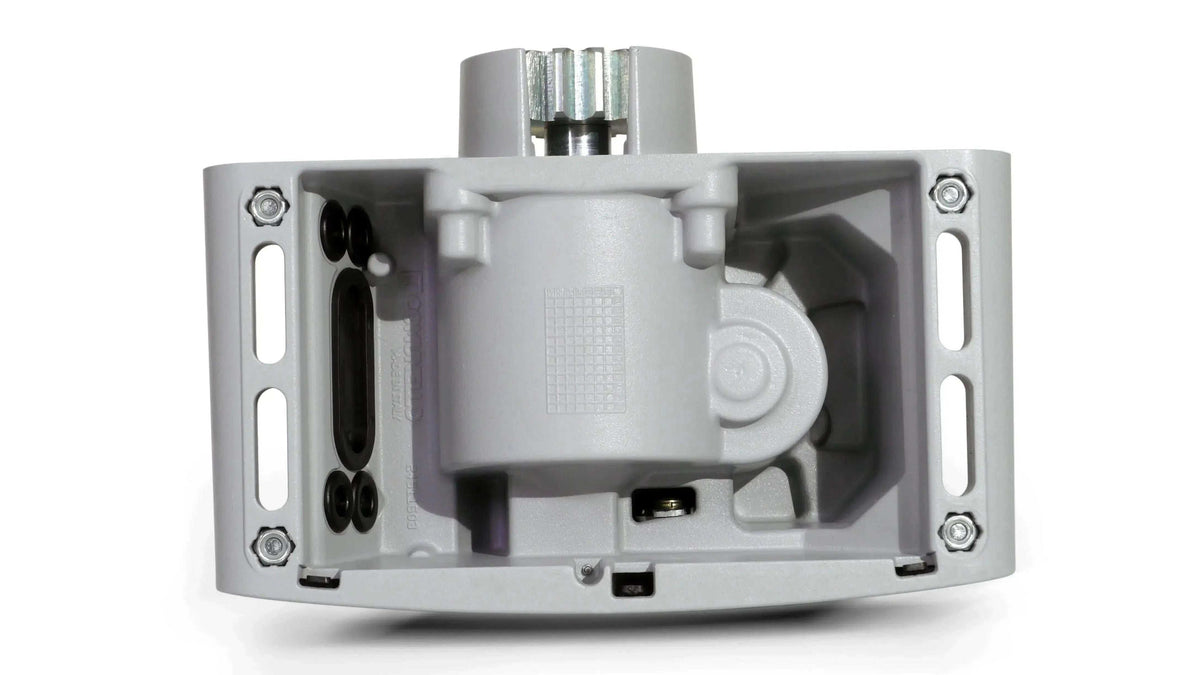 Comunello FORT 1500 Sliding Gate Motor with a grey metal housing, exposed drive gear and slotted mounting brackets