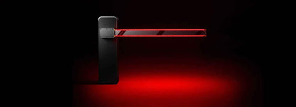 Comunello LIMIT 500 Automatic Parking Barrier with a black metal housing and a red-and-white striped boom arm.