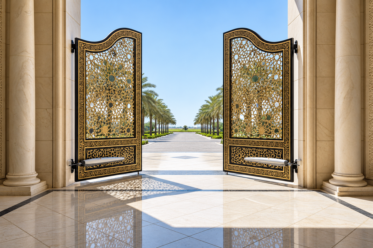 Enhanced open villa gates — entrance design visual