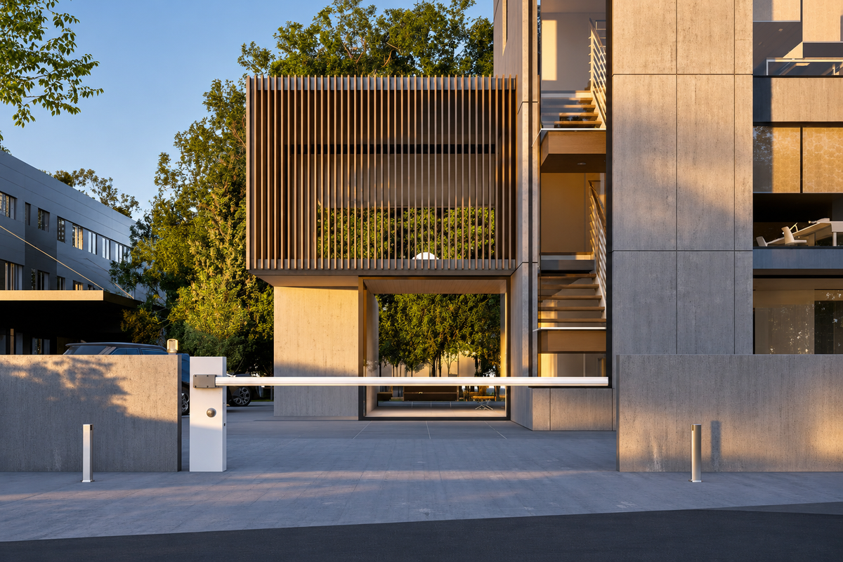 Enhanced parking barrier — entrance design visual