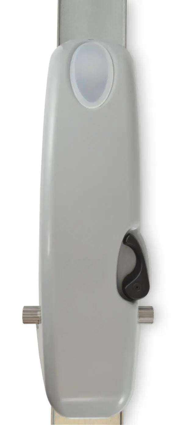 Proteco BALANCE Garage Door Operator with a light gray elongated housing, oval upper panel and black side release lever