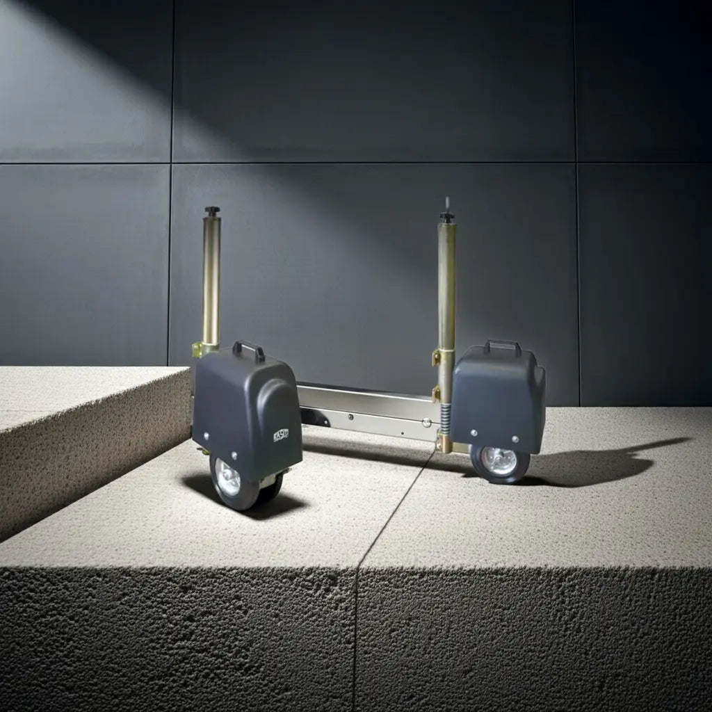Casit rolly Industrial Wheel type Swing gate opener on textured surface.