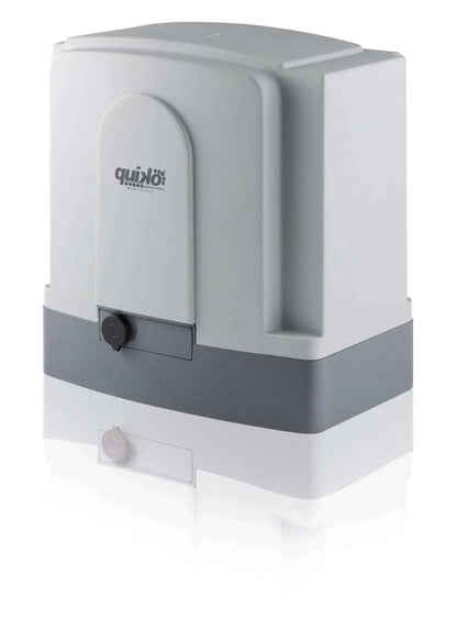 Quiko MOOVY sliding gate operator in Qatar, light gray and dark gray housing with a compact rectangular body and release knob