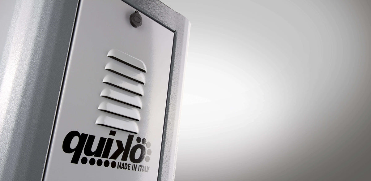 Quiko TITANO Heavy Duty Gate Operator, silver metal control unit with horizontal vents and bold black Quiko logo
